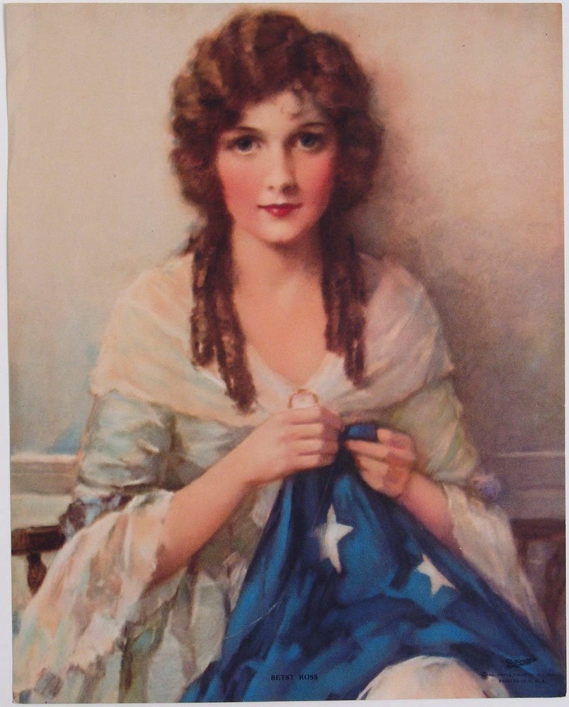 Common 1930 Print J K HARE Betsy Ross w/ American Flag photo about Betsy Ross Printable Pictures referred to as Typical 1930 Print J K HARE Betsy Ross w/ American Flag